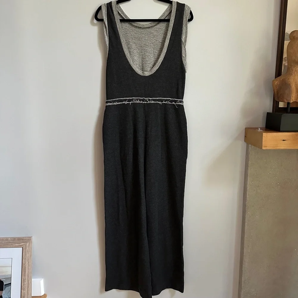 Free People Nikki Dark Gray French Terry Jumpsuit